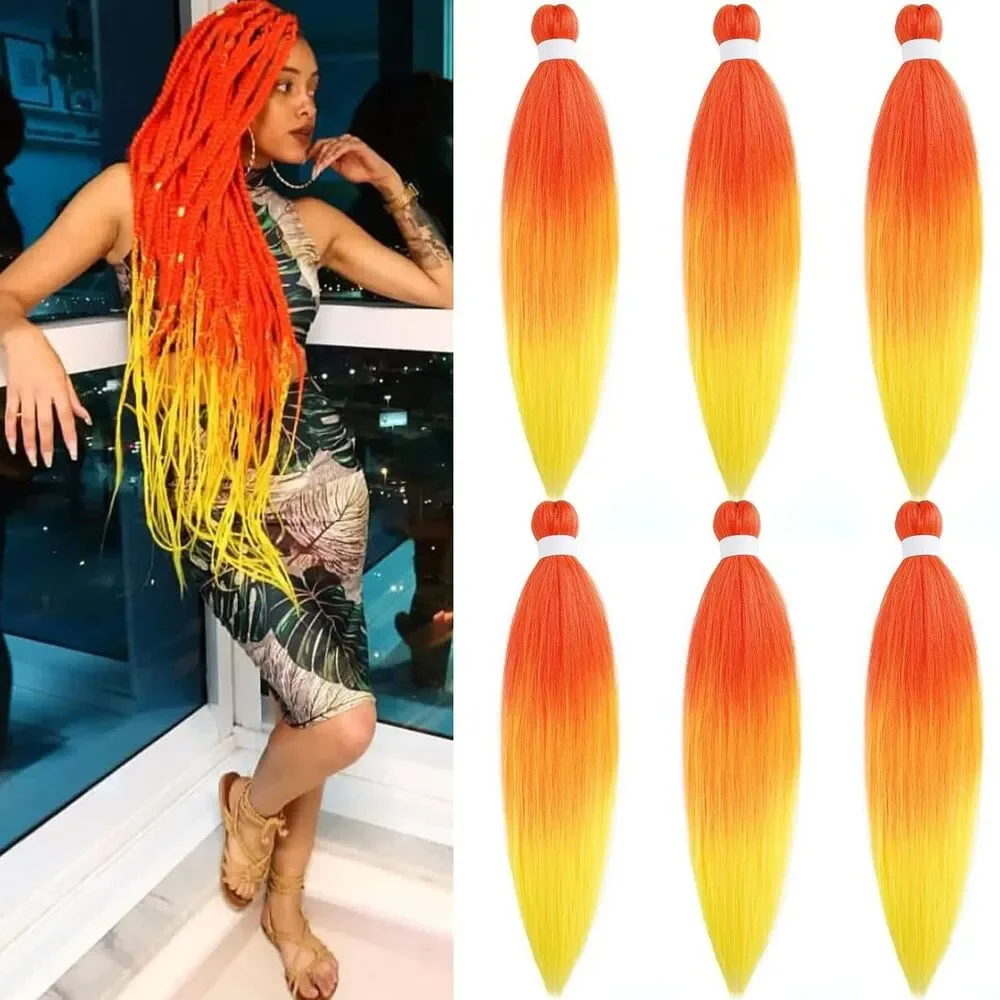 Stunning Sunset Ombre Pre-Stretched Braiding Hair Extensions - 3 Pack Bundle!